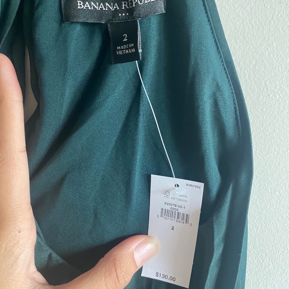 Midi Banana Republic Emerald Green Pleated Dress NWT